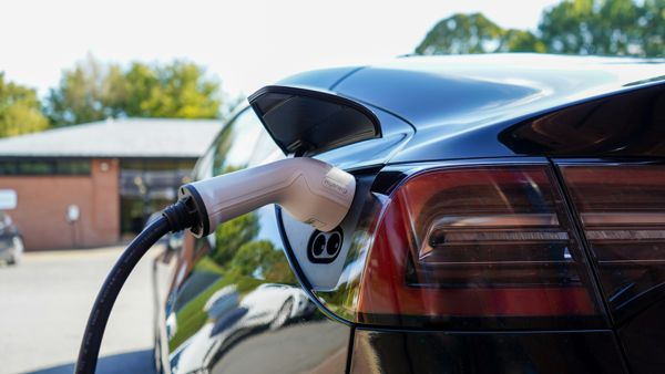 An EV being charged