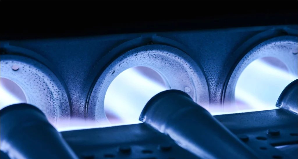 flames from a gas furnace